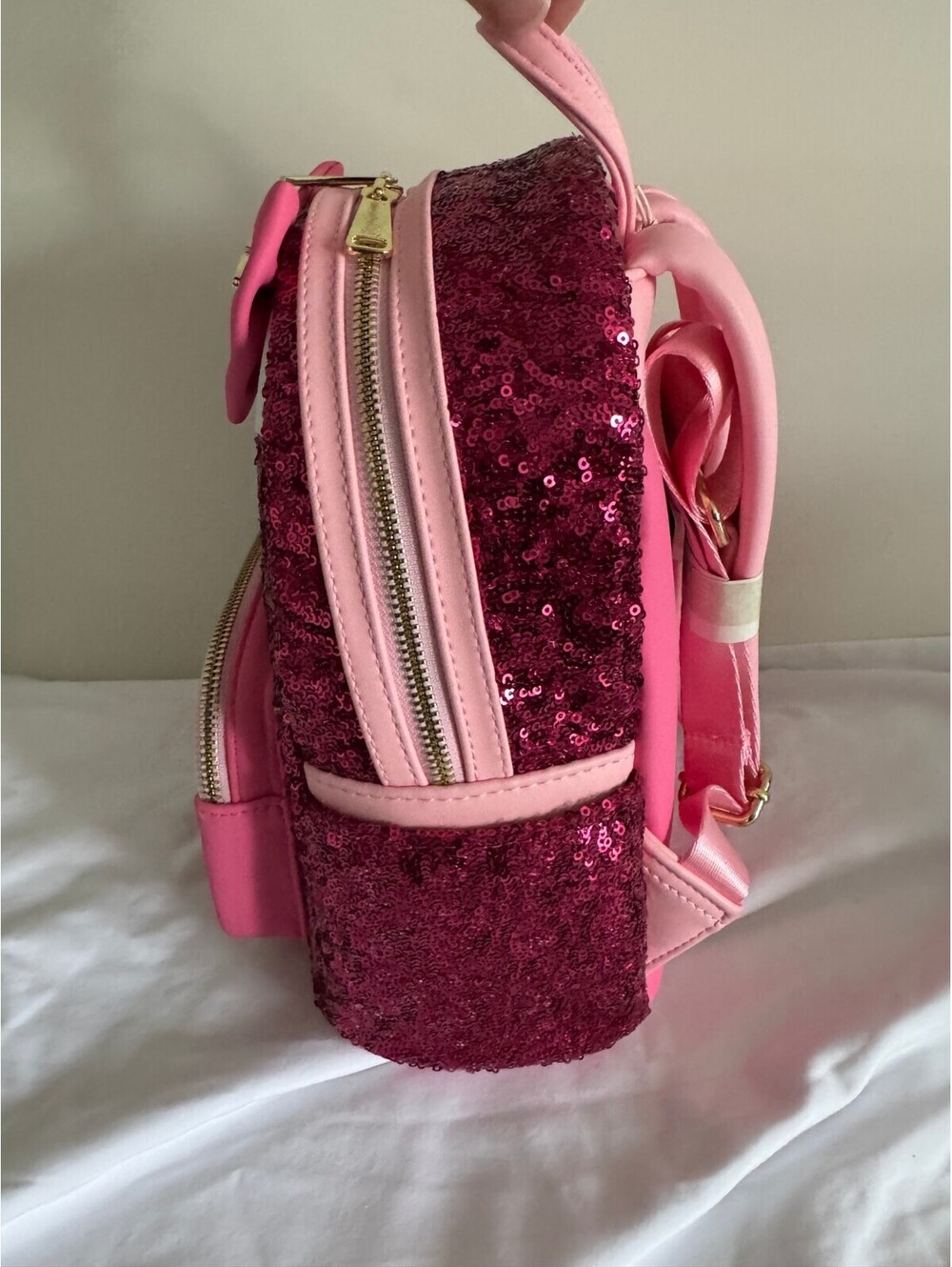Disney Princess Aurora Pink Sequins Loungefly Mini Backpack - Picture 7 of 9
